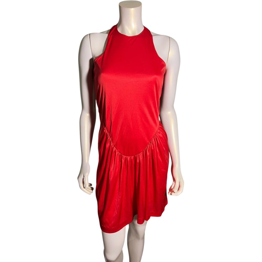Avon Fashions Vintage Red Halter Dress Drop Waist Party Mini